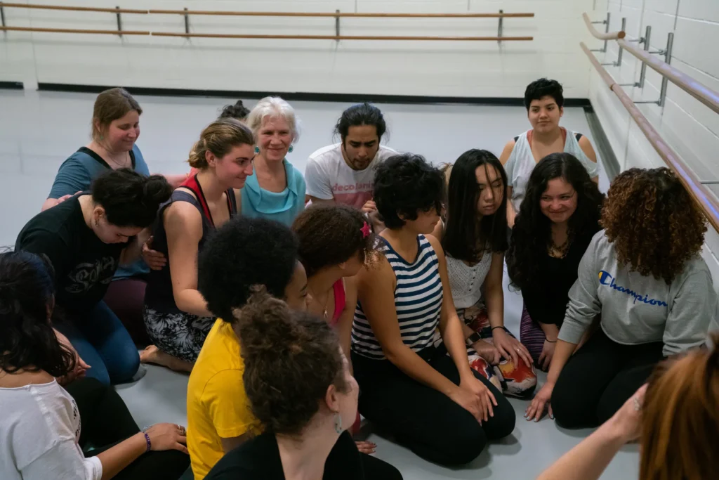 Participants in a Dancing Earth workshop at In Our Own Bodies, 2019