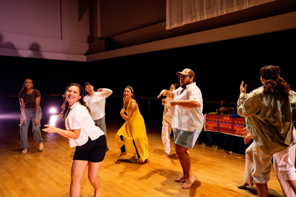 Ritwal — the ensemble in an upbeat passage, UC Riverside Department of Dance, Spring Forward 2023