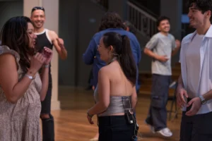 Cinthia Durán leading a Rueda de Casino class at UCR ARTS, May 31